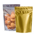 Clear Front Shiny Gold Stand Up Pouch With Zipper