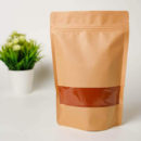 Kraft Paper Stand Up Pouch With Zipper & Full Rectangle Window 3