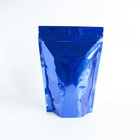 Shiny Blue Stand Up Pouch with Zipper 1