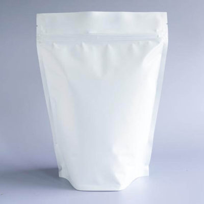Shiny White Stand Up Pouch With Zipper 1